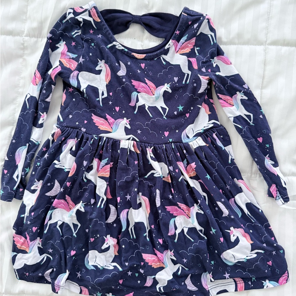 Little Sleepies Navy Unicorn Dress - Sz 12-18M